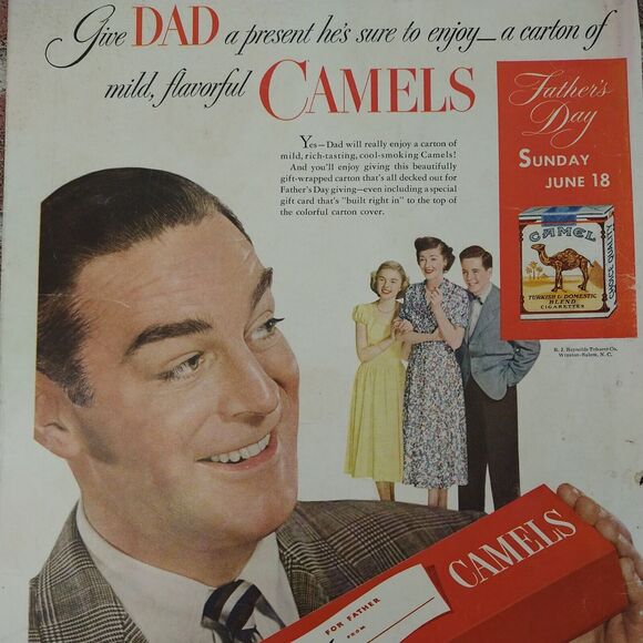 1950 Camel Cigarettes Vtg Magazine Print Ad Dad Holding Gift Carton Tobacco - Picture 5 of 12